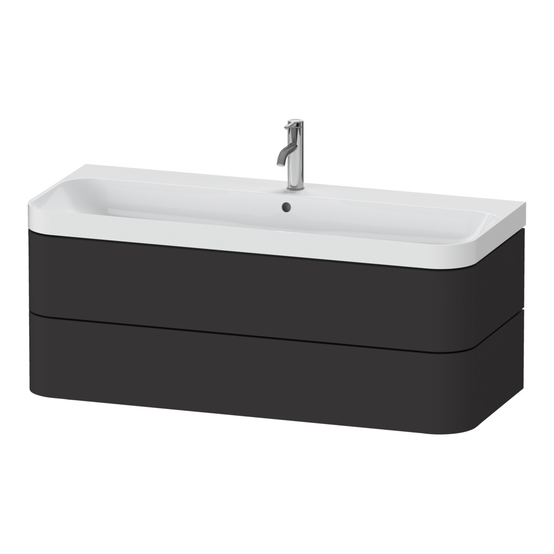 Duravit Meuble vasque Happy D.2 Plus 117,5x49 cm, 2 tiroirs, 1 trou, graphite mat