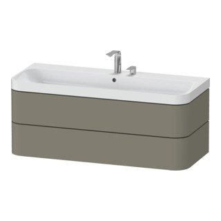 Duravit Meuble vasque Happy D.2 Plus 117,5x49 cm, 2 tiroirs, 2 poignées, gris pierre mat