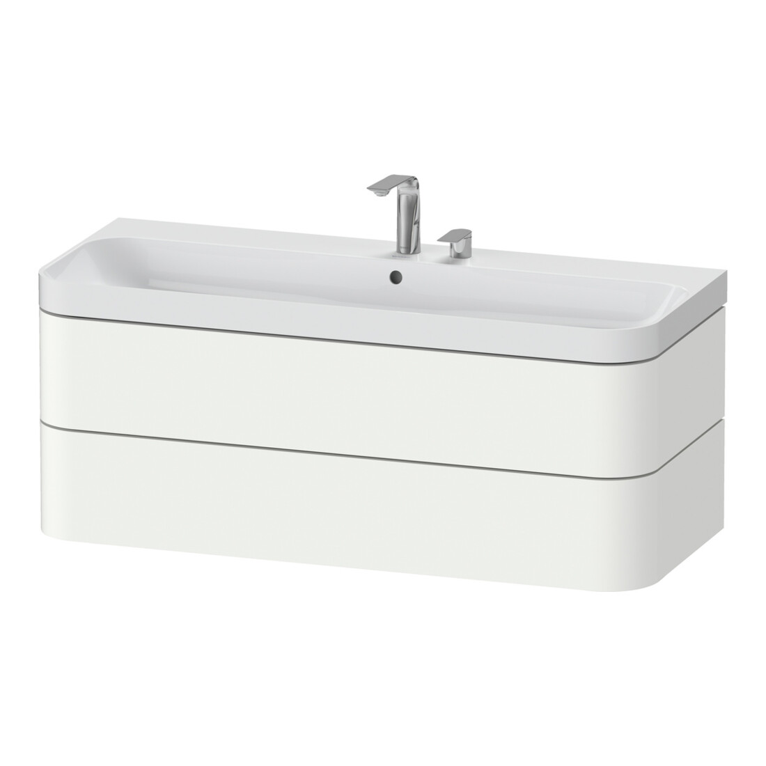Duravit Meuble vasque Happy D.2 Plus 117,5x49 cm, 2 tiroirs, 2 trous, blanc mat