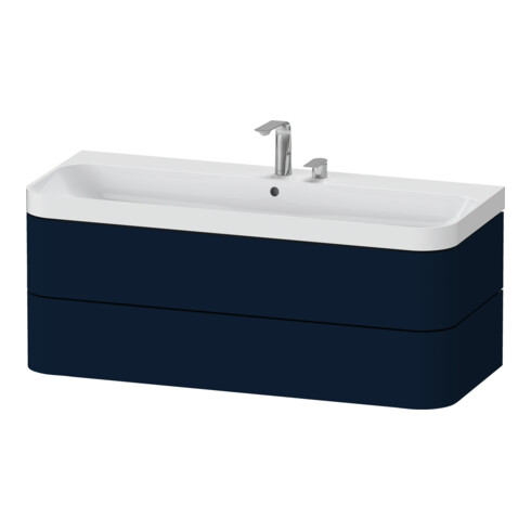 Duravit Meuble vasque Happy D.2 Plus 117,5x49 cm, 2 tiroirs, 2 trous, bleu mat s-matt