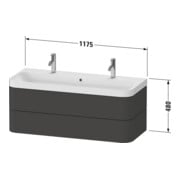 Duravit Meuble vasque Happy D.2 Plus 117,5x49 cm, 2 tiroirs, blanc supermat-3