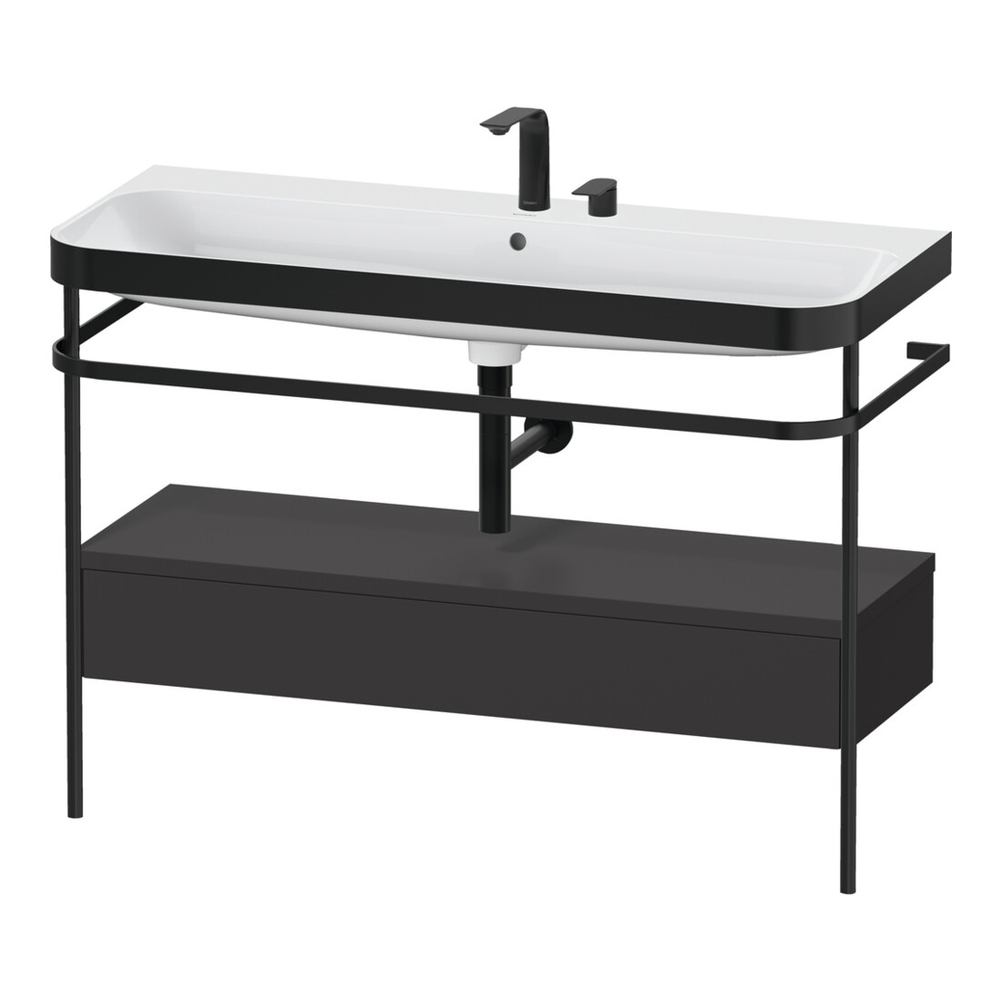 Duravit Meuble vasque Happy D.2 Plus 117,5x49 cm, avec console, 1 tiroir, 2 poignées, gris m