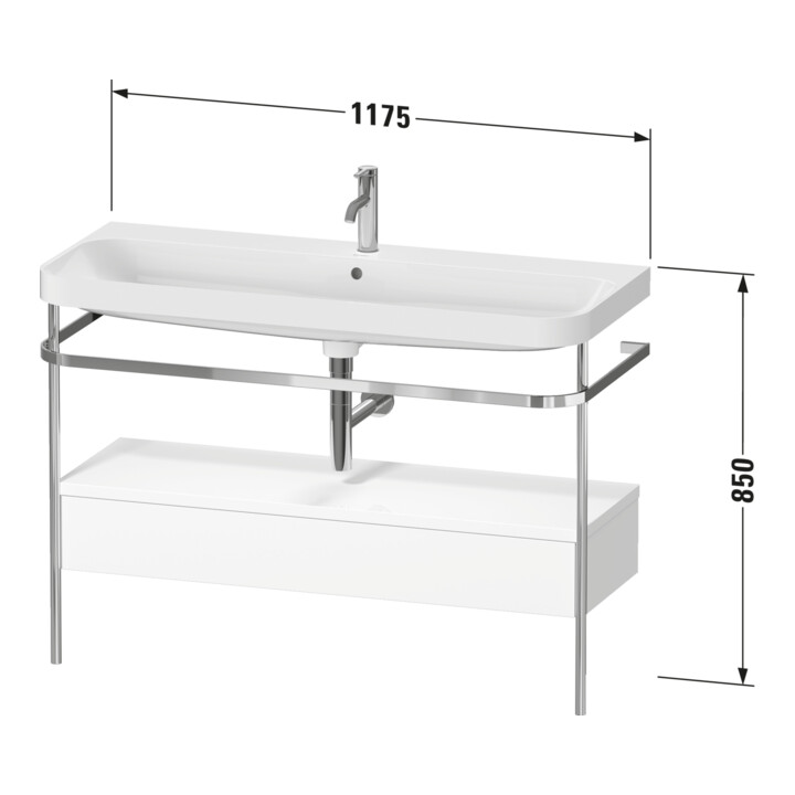Duravit Meuble vasque Happy D.2 Plus 117,5x49 cm, avec console, 1 tiroir, 2 robinets, blanc mat