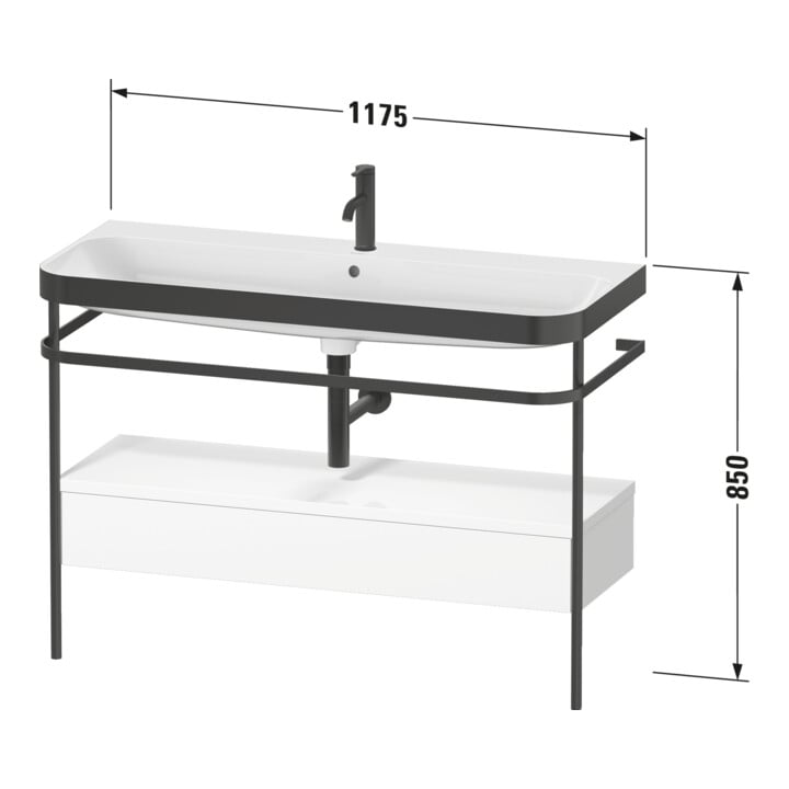 Duravit Meuble vasque Happy D.2 Plus 117,5x49 cm, avec console, 1 tiroir, sans perçage, mat