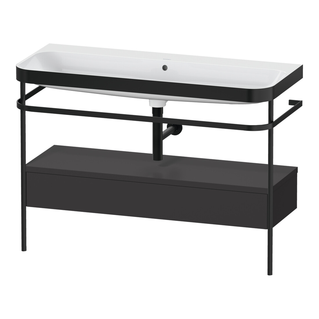 Duravit Meuble vasque Happy D.2 Plus 117,5x49 cm, avec console, 1 tiroir, sans trou, gris mat