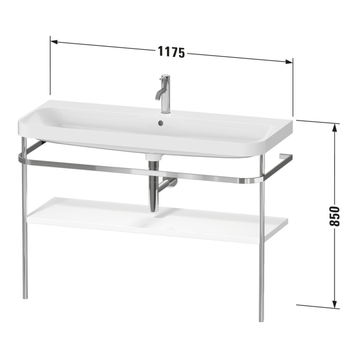 Duravit Meuble vasque Happy D.2 Plus 117,5x49 cm, avec console, 2 trous, graphite mat