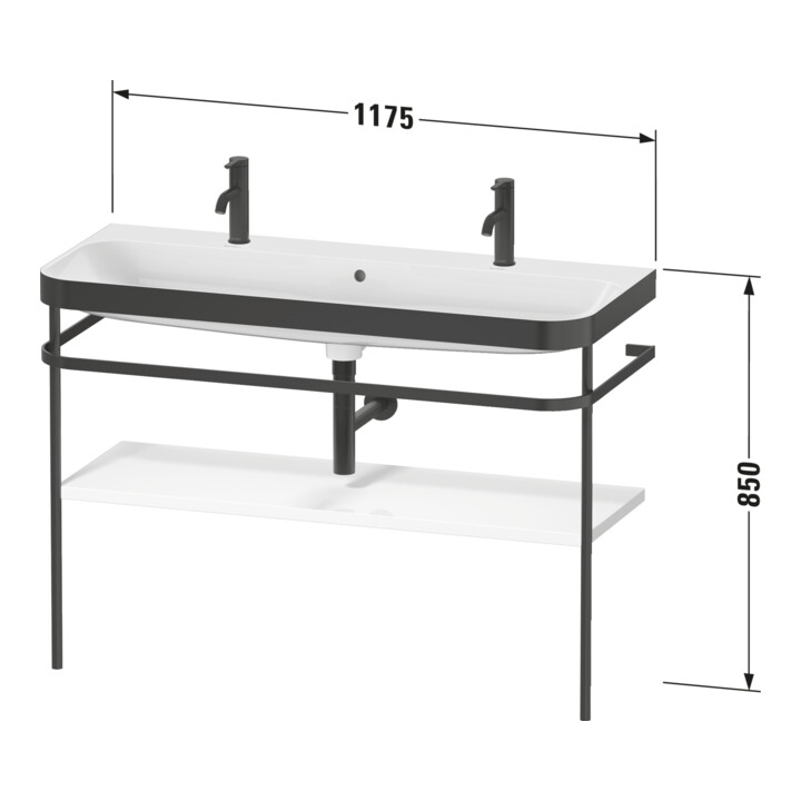 Duravit Meuble vasque Happy D.2 Plus 117,5x49cm, 1 bec, console, lin