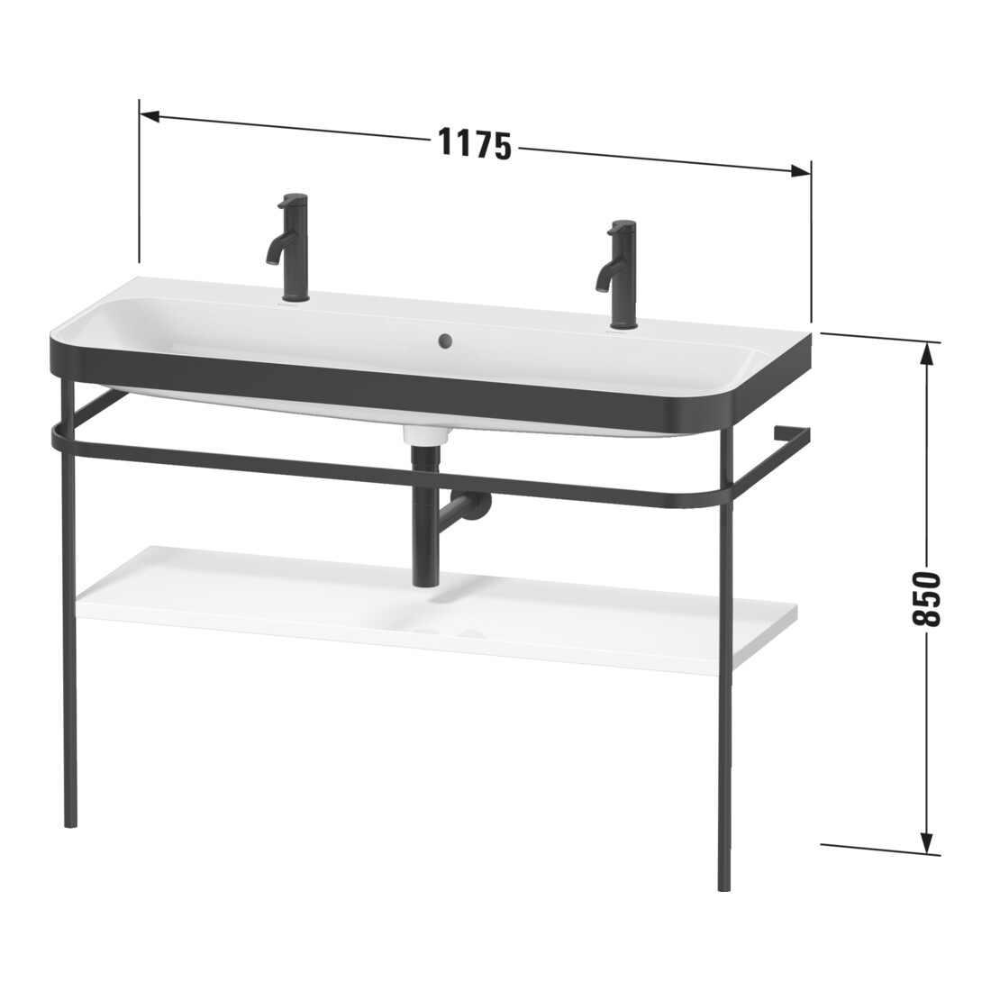 Duravit Meuble vasque Happy D.2 Plus 117,5x49cm, 1 bec, console, lin