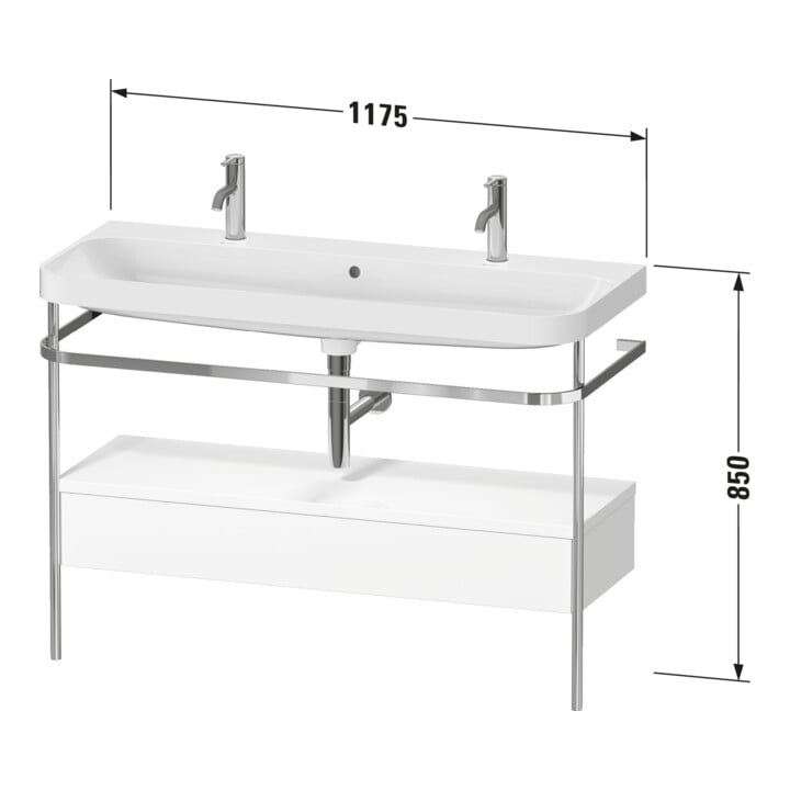 Duravit Meuble vasque Happy D.2 Plus 117,5x49cm, 1 trou, avec console, 1 tiroir, blanc mat