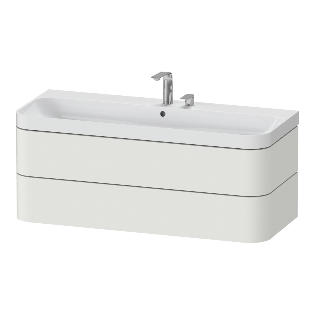 Duravit Meuble vasque Happy D.2 Plus 117,5x49cm, 2 tiroirs, 2 poignées, Nord blanc mat