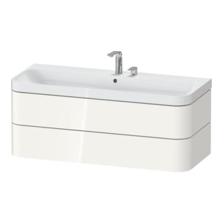 Duravit Meuble vasque Happy D.2 Plus 117,5x49cm, 2 tiroirs, 2 robinets, blanc brillant