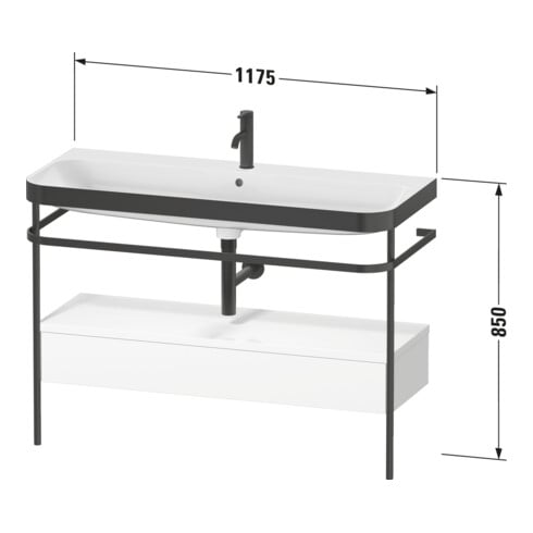 Duravit Meuble vasque Happy D.2 Plus 117,5x49cm, avec console, 1 tiroir, sans trou, blanc mat