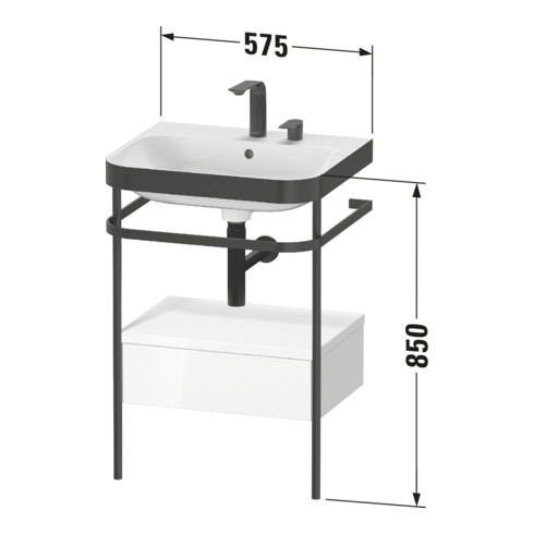 Duravit Meuble vasque Happy D.2 Plus 57,5x49 cm, 1 robinet, plan, 1 tiroir