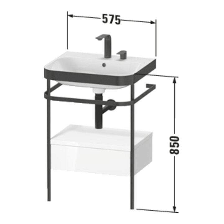 Duravit Meuble vasque Happy D.2 Plus 57,5x49 cm, 1 robinet, plan, 1 tiroir