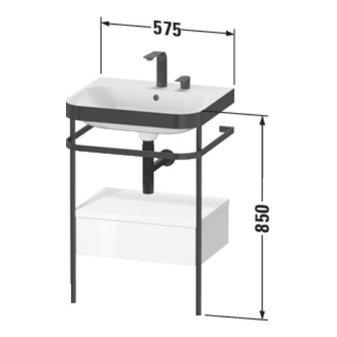 Duravit Meuble vasque Happy D.2 Plus 57,5x49 cm, 1 robinet, plan, 1 tiroir