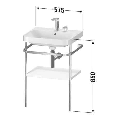 Duravit Meuble vasque Happy D.2 Plus 57,5x49 cm, 1 T, blanc mat, avec console