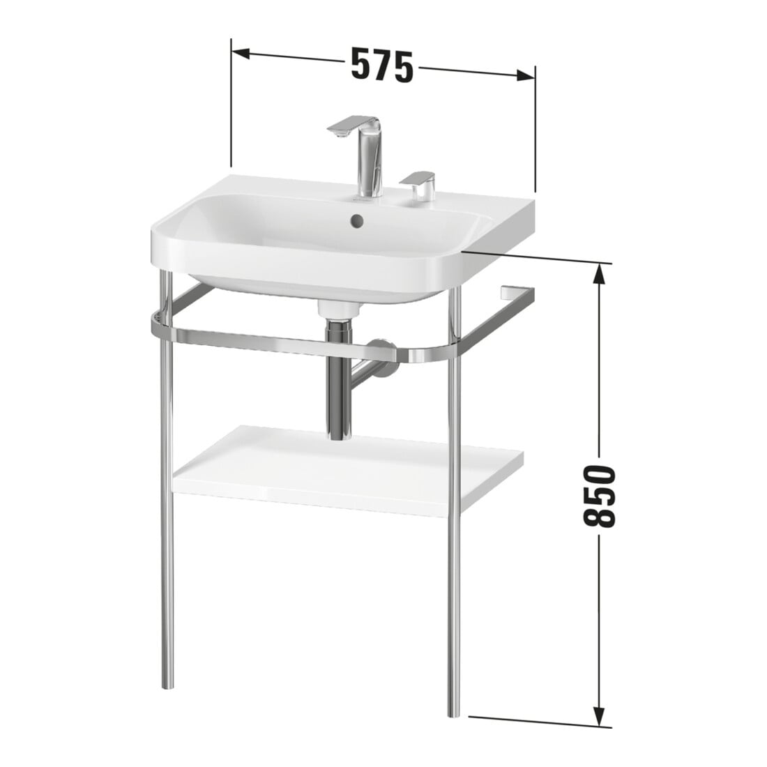 Duravit Meuble vasque Happy D.2 Plus 57,5x49 cm, 1 T, blanc mat, avec console