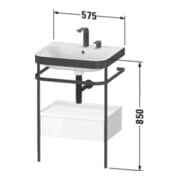Duravit Meuble vasque Happy D.2 Plus 57,5x49 cm, 1 trou, blanc mat, avec console, 1 tiroir-4