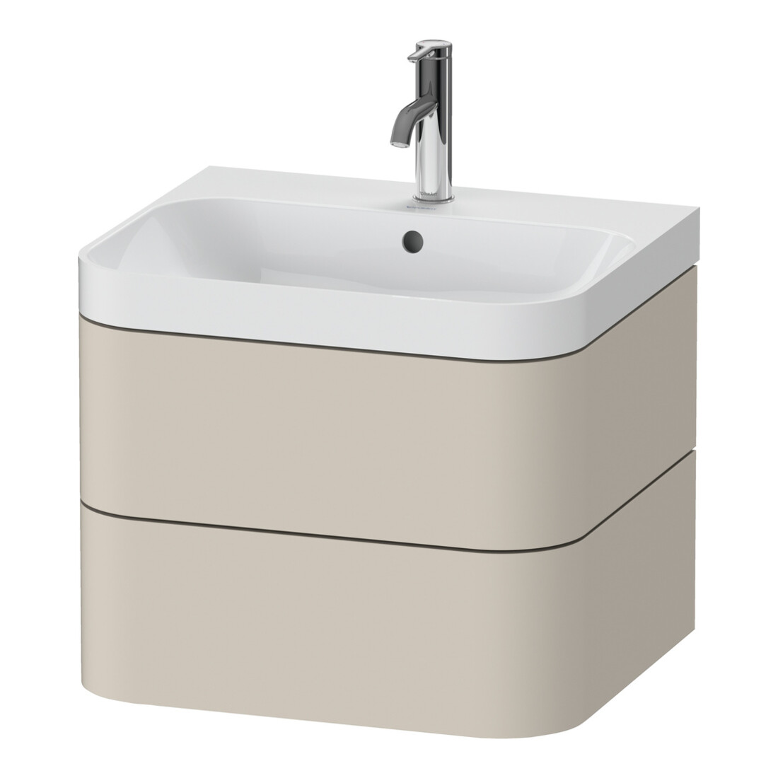 Duravit Meuble vasque Happy D.2 Plus 57,5x49 cm, 1 trou, taupe mat, 2 tiroirs