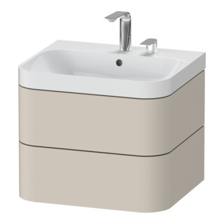 Duravit Meuble vasque Happy D.2 Plus 57,5x49 cm, 2 têtes, mat taupe, 2 tiroirs