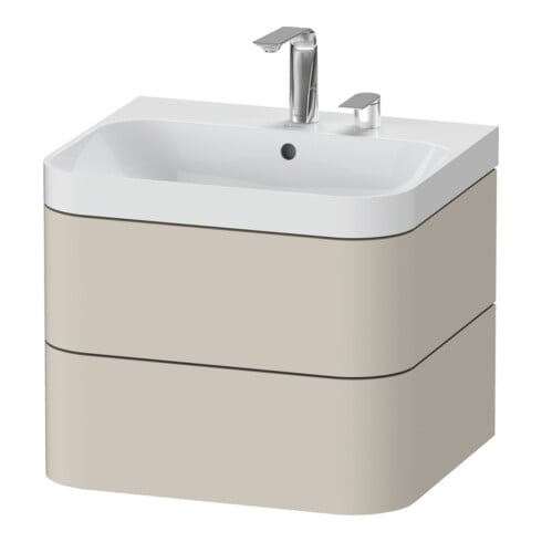 Duravit Meuble vasque Happy D.2 Plus 57,5x49 cm, 2 têtes, mat taupe, 2 tiroirs