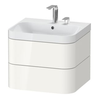 Duravit Meuble vasque Happy D.2 Plus 57,5x49 cm, 2 trous, blanc brillant, 2 tiroirs