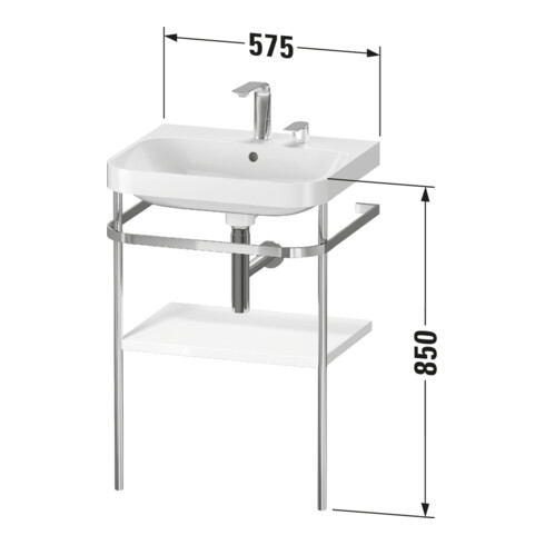 Duravit Meuble vasque Happy D.2 Plus 57,5x49 cm, 2 trous, blanc mat, avec console
