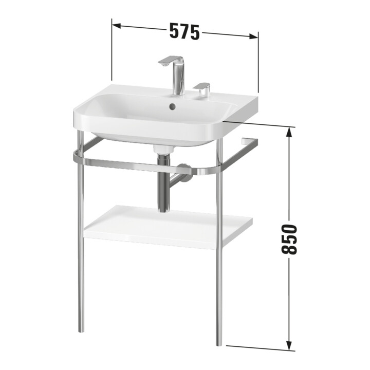 Duravit Meuble vasque Happy D.2 Plus 57,5x49 cm, 2 trous, blanc mat, avec console