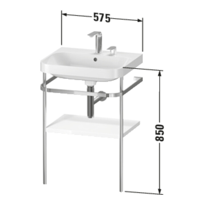 Duravit Meuble vasque Happy D.2 Plus 57,5x49 cm, 2 trous, graphite mat, avec console