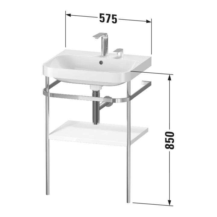 Duravit Meuble vasque Happy D.2 Plus 57,5x49 cm, 2 trous, graphite mat, avec console