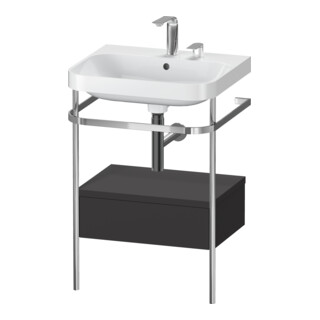 Duravit Meuble vasque Happy D.2 Plus 57,5x49 cm, 2 trous, gris, avec console, 1 tiroir