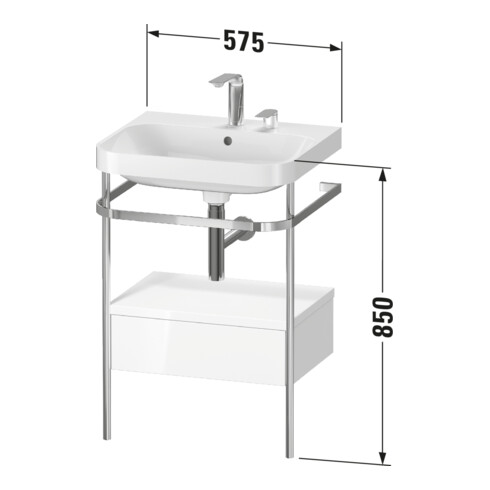 Duravit Meuble vasque Happy D.2 Plus 57,5x49 cm, 2 trous, Me E, avec console, 1 tiroir