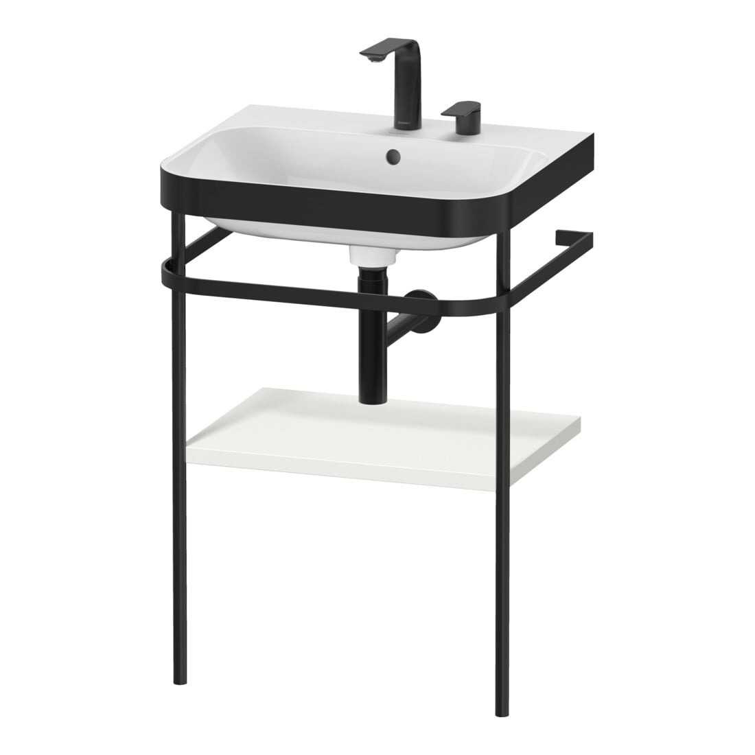 Duravit Meuble vasque Happy D.2 Plus 57,5x49 cm, 2 trous, noir mat, avec console