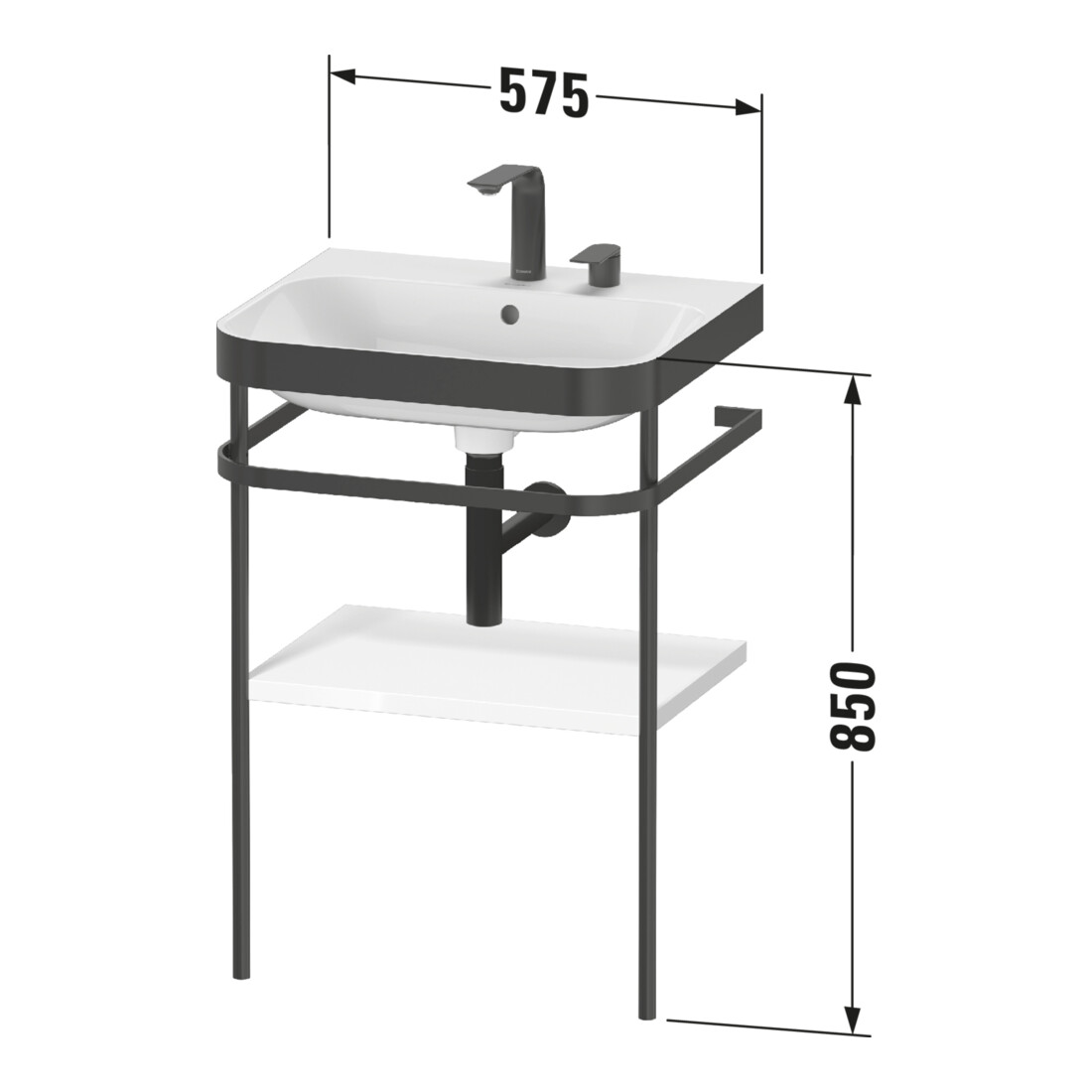 Duravit Meuble vasque Happy D.2 Plus 57,5x49 cm, 2 trous, noyer, avec console
