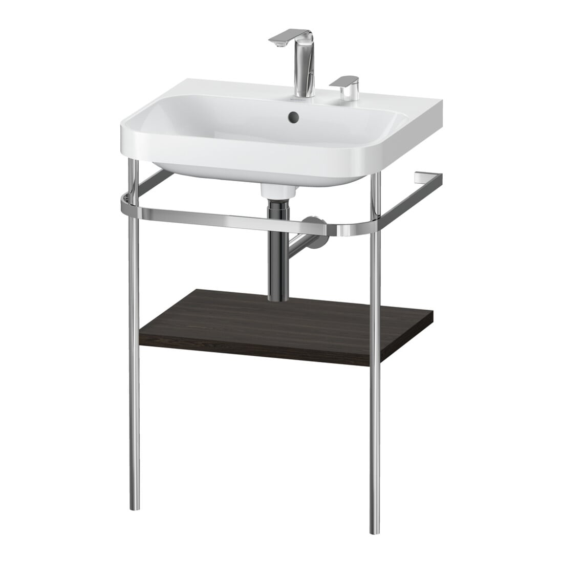 Duravit Meuble vasque Happy D.2 Plus 57,5x49 cm, 2 trous, noyer, avec console