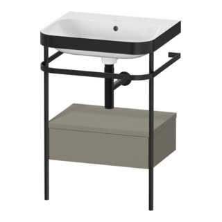 Duravit Meuble vasque Happy D.2 Plus 57,5x49 cm, sans trop-plein, gris mat, avec console, 1 tiroir