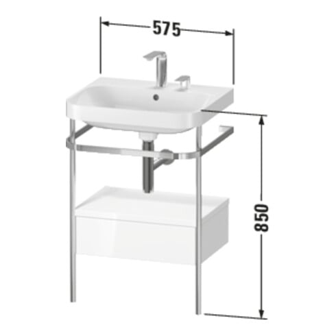 Duravit Meuble vasque Happy D.2 Plus 57,5x49 cm, sans trou, avec console, 1 tiroir