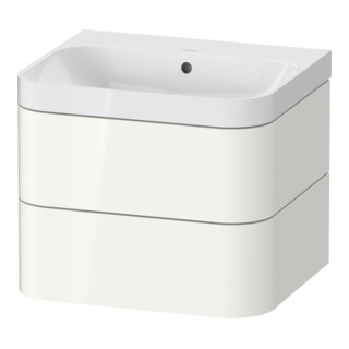 Duravit Meuble vasque Happy D.2 Plus 57,5x49 cm, sans trou, blanc brillant, 2 tiroirs