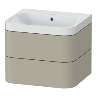Duravit Meuble vasque Happy D.2 Plus 57,5x49 cm, sans trou robinet, taupe mat, 2 tiroirs