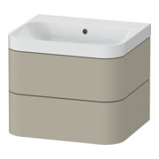 Duravit Meuble vasque Happy D.2 Plus 57,5x49 cm, sans trou robinet, taupe mat, 2 tiroirs
