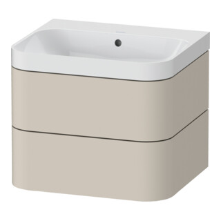 Duravit Meuble vasque Happy D.2 Plus 57,5x49 cm, sans trou, taupe mat, 2 tiroirs