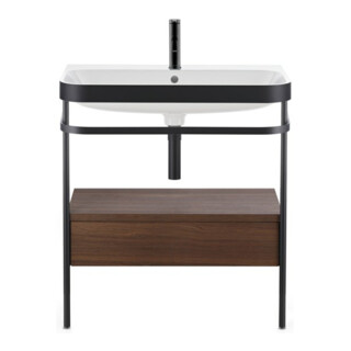Duravit Meuble vasque Happy D.2 Plus 57,5x49cm, 1 trou, noyer, avec console
