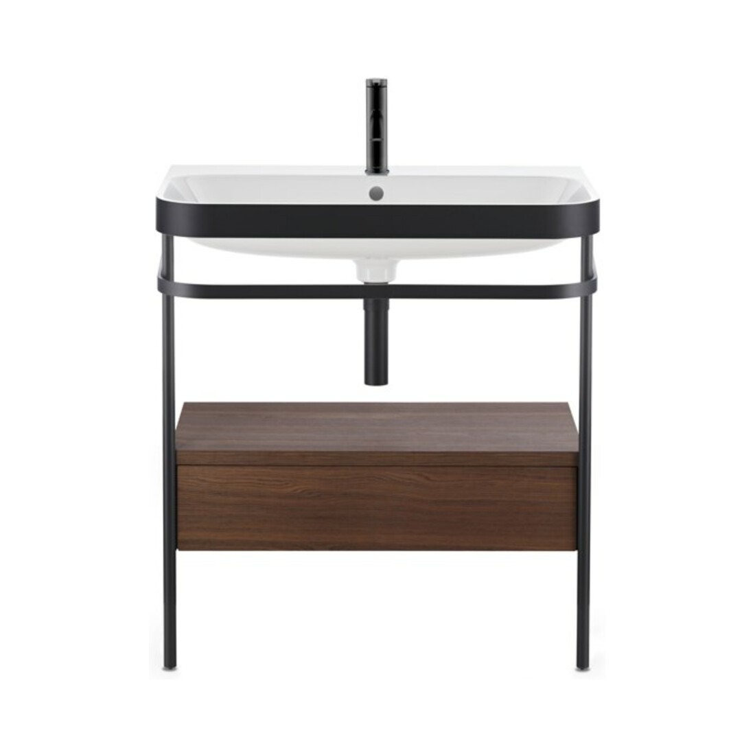 Duravit Meuble vasque Happy D.2 Plus 57,5x49cm, 1 trou, noyer, avec console