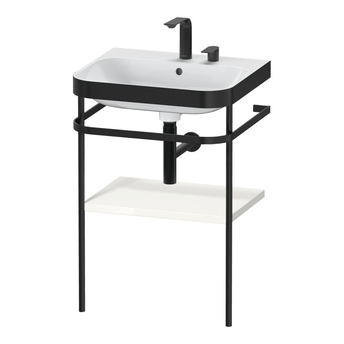 Duravit Meuble vasque Happy D.2 Plus 57,5x49cm, 2 trous, blanc brillant, avec console métal