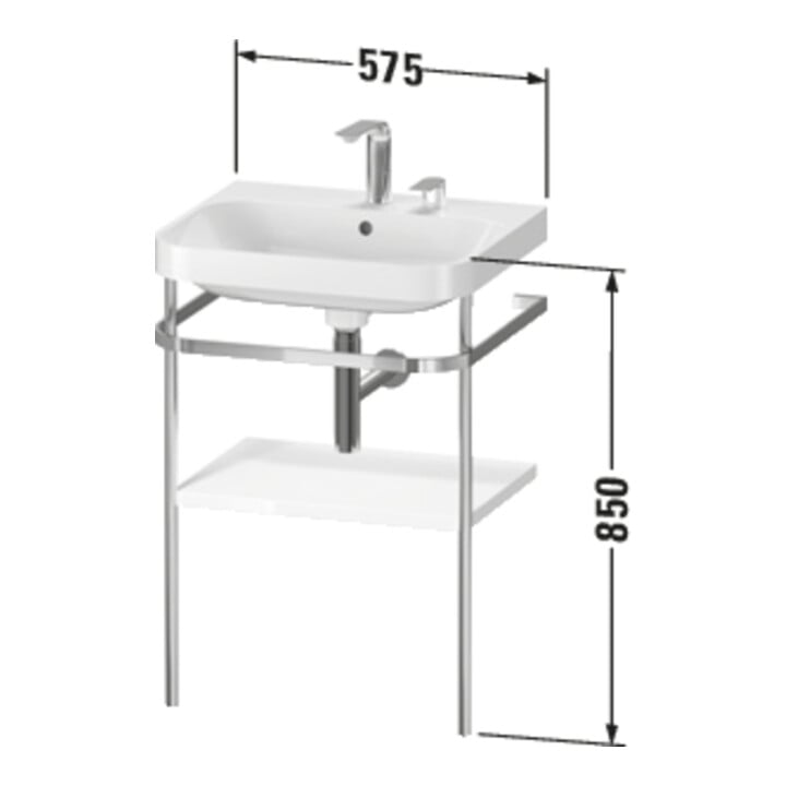 Duravit Meuble vasque Happy D.2 Plus 57,5x49cm, 2 trous, blanc mat, avec console