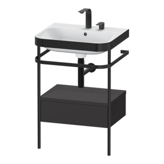 Duravit Meuble vasque Happy D.2 Plus 57,5x49cm, 2 trous, gris mat, avec console, 1 tiroir