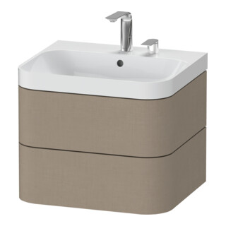 Duravit Meuble vasque Happy D.2 Plus 57,5x49cm, 2 trous, lin, 2 tiroirs