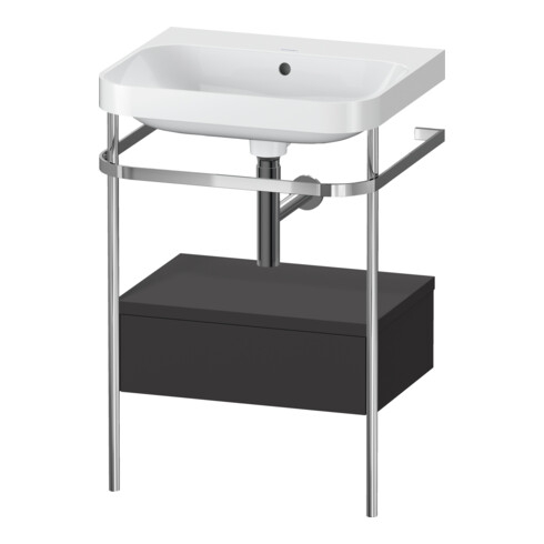 Duravit Meuble vasque Happy D.2 Plus 57,5x49cm, sans trop-plein, gris mat, avec console, 1 tiroir