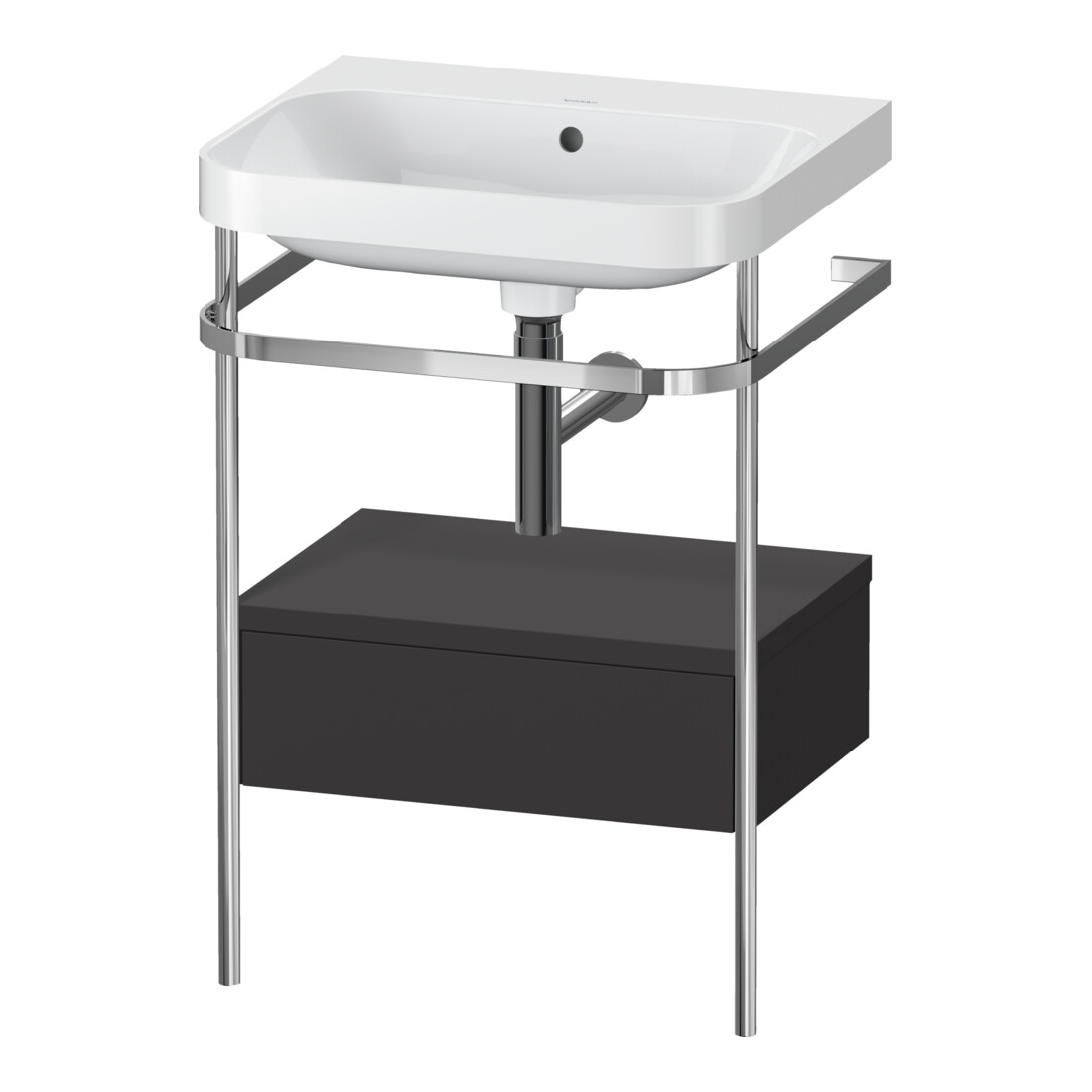 Duravit Meuble vasque Happy D.2 Plus 57,5x49cm, sans trop-plein, gris mat, avec console, 1 tiroir