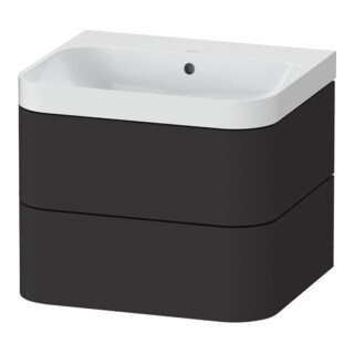 Duravit Meuble vasque Happy D.2 Plus 57,5x49cm, sans trou robinet, graphite mat, 2 tiroirs